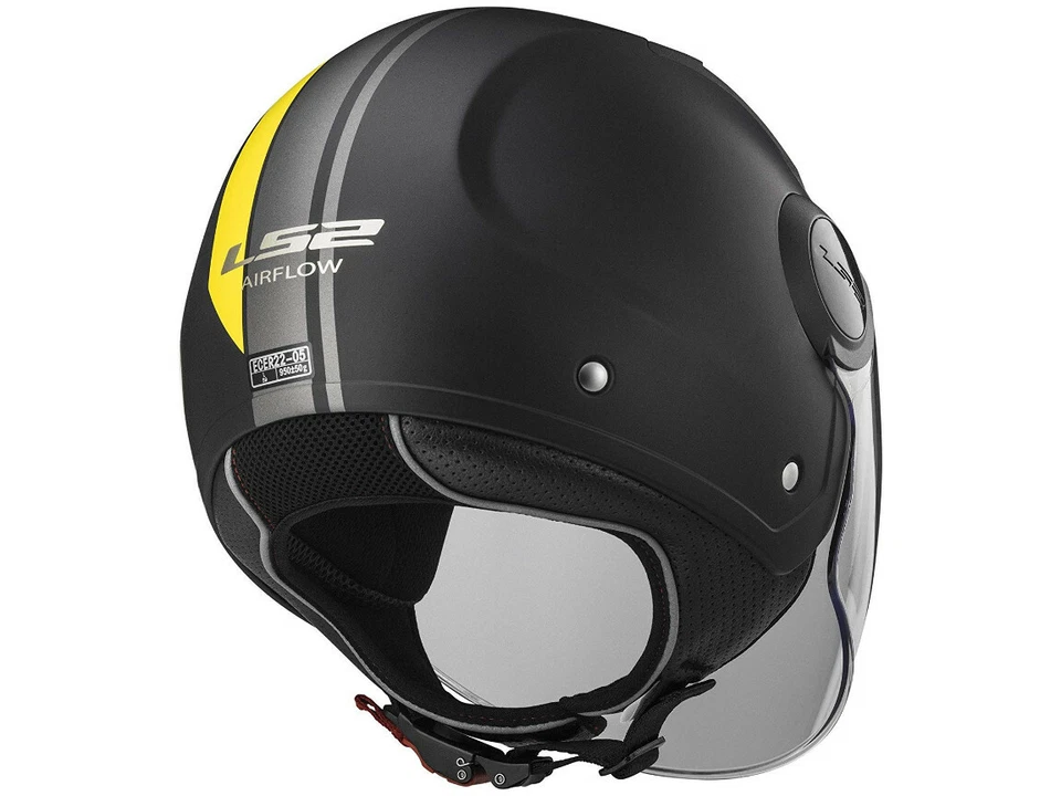 LS2 Jet Helmet OF562 Airflow Metropolis Black Yellow Matte Motorcycle From Hptt - Image 4 of 4