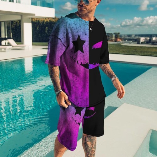 2-Piece Set Men Summer Outfit Sweatsuit Short Sleeve T Shirts & Shorts 2025 US - Bild 16 von 29