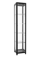 Säulenvitrine Messevitrine Glasvitrine schwarz, LED Beleuchtung, 40x40x198cm