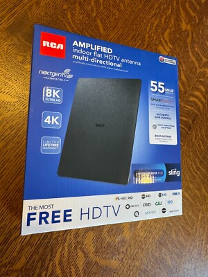 RCA ANT1560E Amplified Indoor HDTV Antenna 55 Mile Range Flat Multi Directional