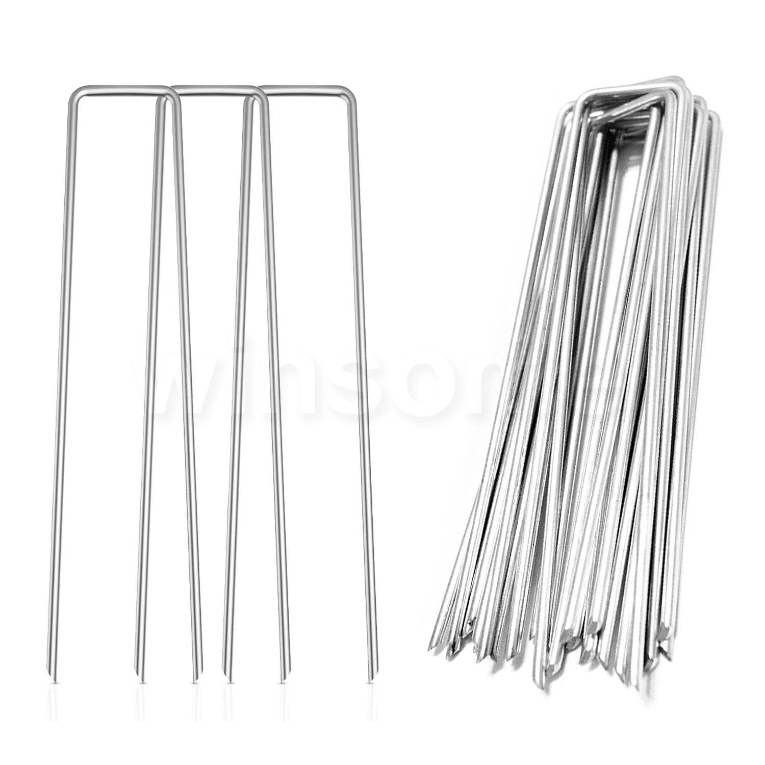 10Galvanized Ground Garden Stakes Tent U Pegs Artificial Grass Camping Equipment