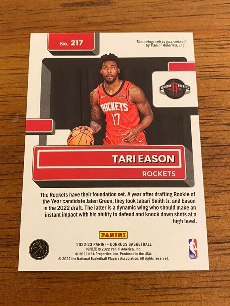 2022 Donruss RC Tari Eason Rated Rookie Auto /99 Houston 2022 Donruss RC Tari Eason Rated Rookie Auto /99 Houston