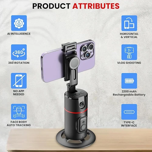 360° Handy Selfie Stick Stativ mit AI Auto Face Tracking Smart Gestensteuerung - Bild 9 von 15