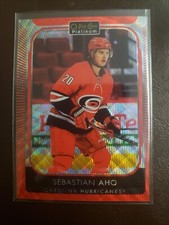 2021-22 Sebastian Aho Red Surge O-Pee-Chee Platinum Hockey Upper Deck...