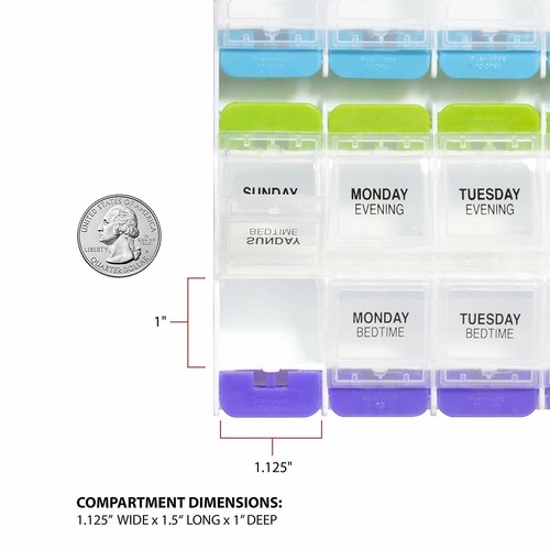 Ezy Dose Medtime Planner Push Buttion 7-Day XL Pill Box *Easy to use & Portable* - Picture 7 of 10