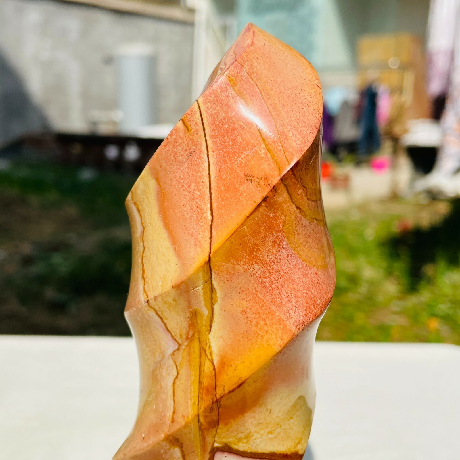 593g Natural Colorful Ocean Stone Torch Quartz Crystal Flame Point