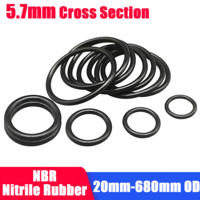 5.7mm Cross Section O-Rings NBR Nitrile Rubber 20mm-680mm OD Oil Resistant Seals