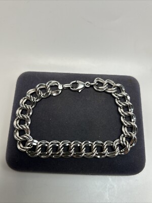 Designer James Avery Sterling Silver Double Curb Chain Bracelet