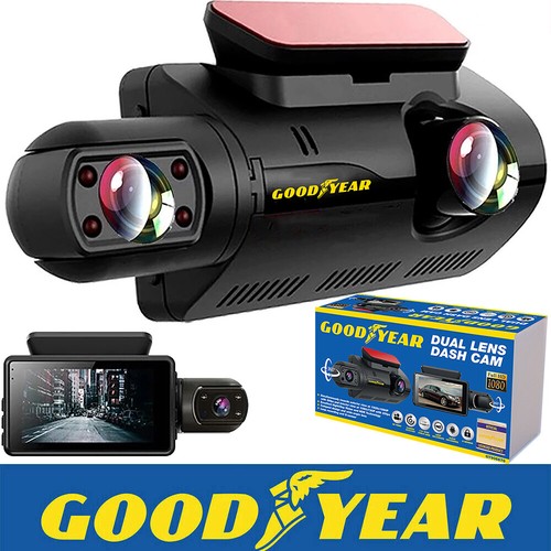 Goodyear Dual Lens Car Dash Cam with Front Rear Internal Camera HD Dashcam Taxi
