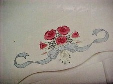 NEW - Rose Bouquet - Stamped Embroidery - 2 Pillowcases - Sealed Package - 1153