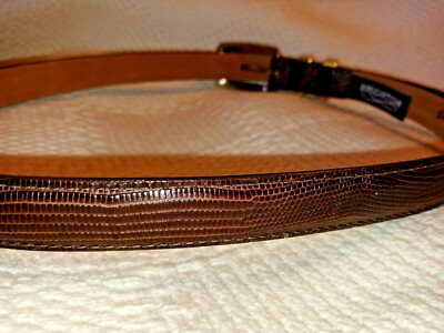 Brighton Belt M Brown Reptile Etched Silvertone Hardware  display picture 3