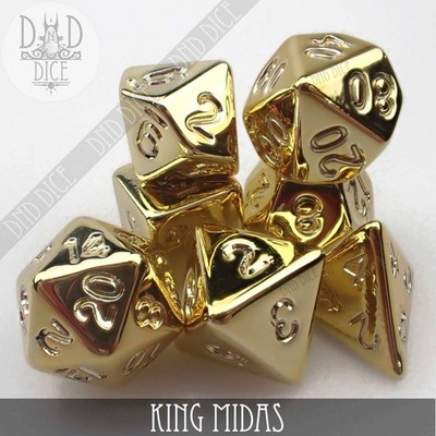 King Midas RPG 7 Die Set - DND DICE - Tabletop - Role Playing Games