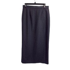 Brooks Brothers 100% Worsted Wool Maxi Wrap Skirt Grey Check Size 12 USA Made