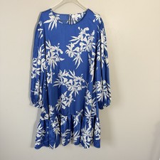 Alexis Target Blue Floral Swing Dress Womens 4X Longsleeves Tiered