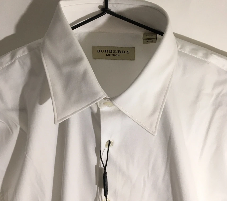 Burberry London Button Up Dress Shirt Men's 15.5 - 39 Modern Fit White Cotton - Image 3 of 4