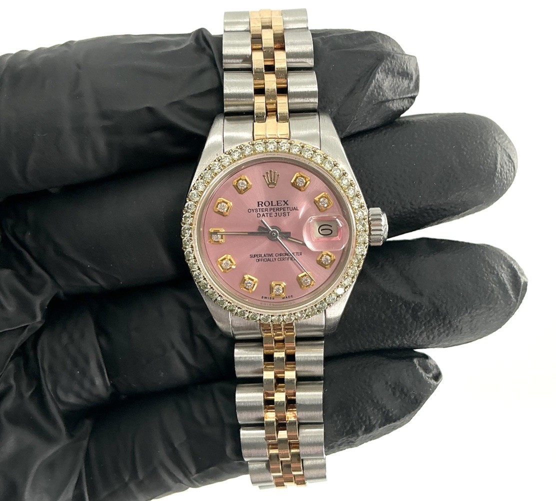 1974 Rolex Datejust Ladies 6924 Two-Tone Pink Diamond Dial & Bezel