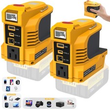 2PACK Power Inverter for DeWalt 20V Battery 220W USB-C 18W LED Light AC Outlet