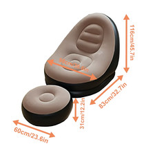 Inflatable Leisure Lazy Sofa with Footrest Foldable Recliner Bed Outdoor Chair