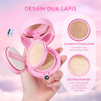 GLAD2GLOW 2in1 Perfect Pair Cushion Powder Foundation Waterproof Make-up Setting