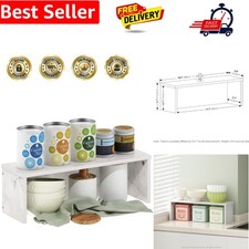 Helena 48cm Kitchen Counter Stackable Organizer Shelf, Marble White