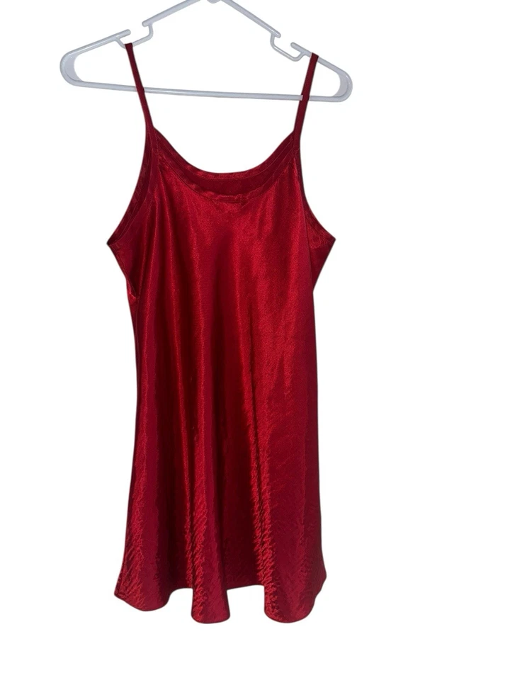 Camisón vintage Gilligan O'Malley sin cordones talla M satinado vestido sin mangas lencería rojo Y2K Foto 2 de 4