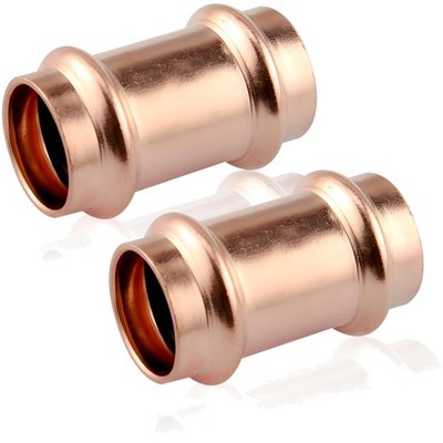 Kupfer Pressfitting 18mm Muffe Kupplung V-Kontur 2 Stück für Wasser Heizungsa...