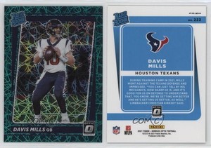 2021 Panini Donruss Optic Rated Green Velocity Prizm Davis Mills #222 Rookie RC