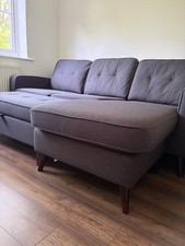 DFS Cubana Charcoal 4 Seater Sofa with L/R Adjustable Chaise & Storage Footstool