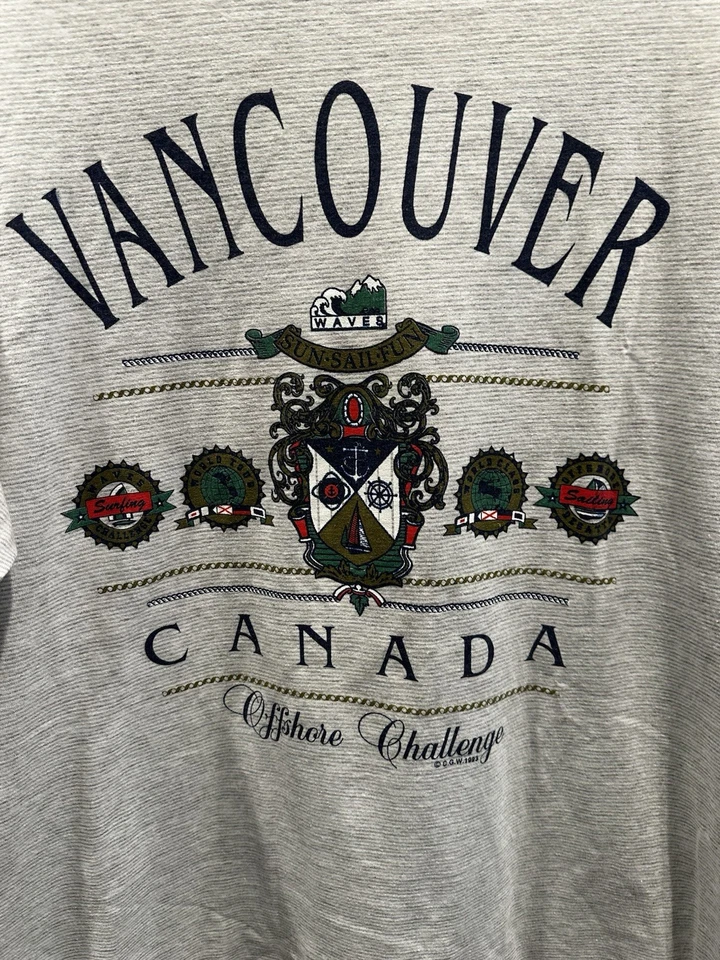 Camiseta Gris Vancouver Canadá Años 90 93 De Colección Para Hombre Talla XL Hecha en Canadá Foto 3 de 4