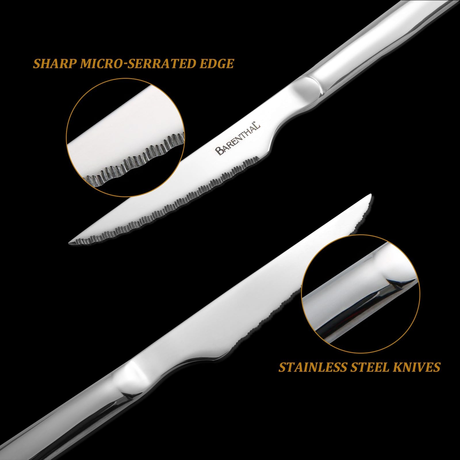 Steak Knives Set German Stainless Steel 4.8 Inch Serrated Sharp Knife 6 PCS