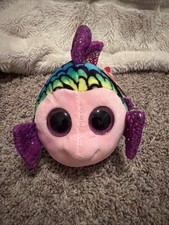 FLIPPY Rainbow Fish 6  Beanie Boo With Purple Sparkly Eyes