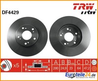 2 St. Bremsscheibe Trw DF4429 FüR Honda Accord Vii