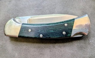 Buck 112 Ranger Folding Knife Dark Green With Leather Sheath
