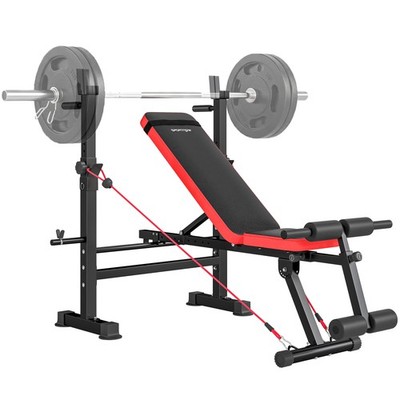SPORTNOW verstellbare Hantelbank mit Ablage und Dipständer 420KG Tragkraft