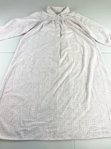 Lanz of Salzburg Nightgown Womens Long Sleeve Medium Floral Cotton Pink Cottage