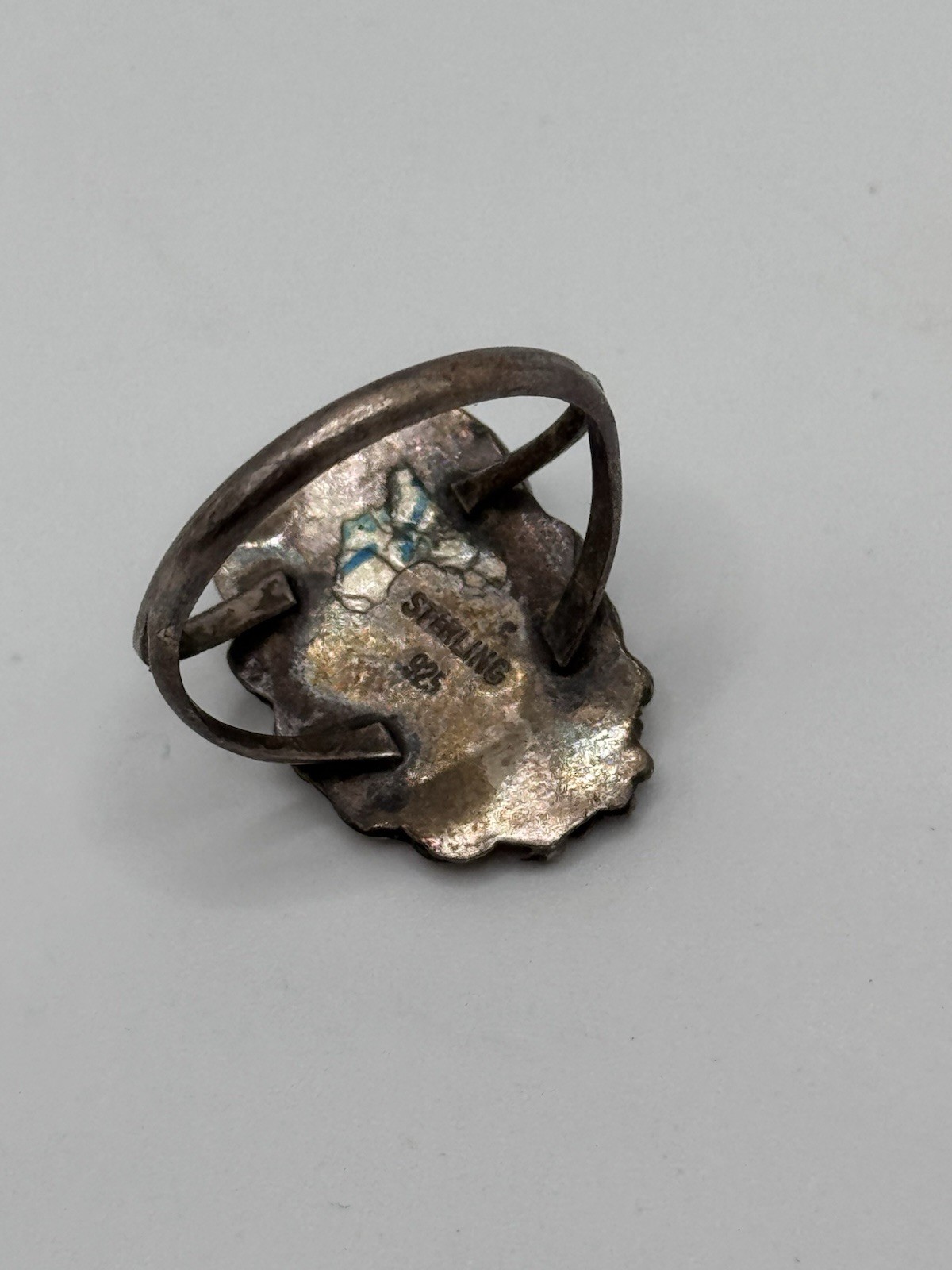 Tiny Turquoise Native American Ring Saw Tooth Bez… - image 4