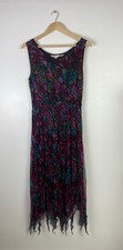 Phool Vintage Pink Purple Floral Pattern Sleeveless Dress - Sz Large L