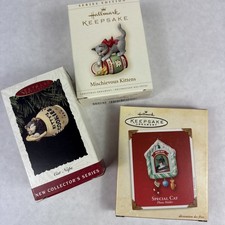 Hallmark Keepsake Christmas Ornaments Kittens '06, Cat Naps '94, Cat Photo Frame