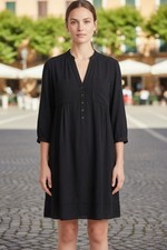 Maeve By Anthropologie Dress Womens 6 Black V Neck Knee Long Sleeve Pockets