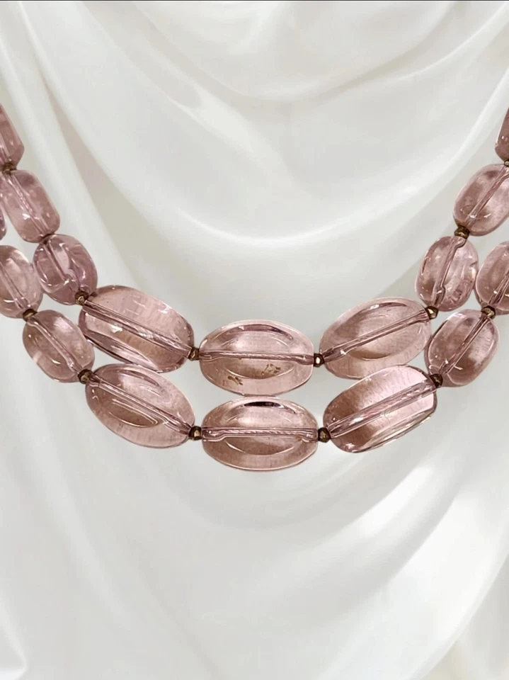 COLLAR CRISTAL DOBLE HEBRA ROSA TALBOTS Foto 3 de 4