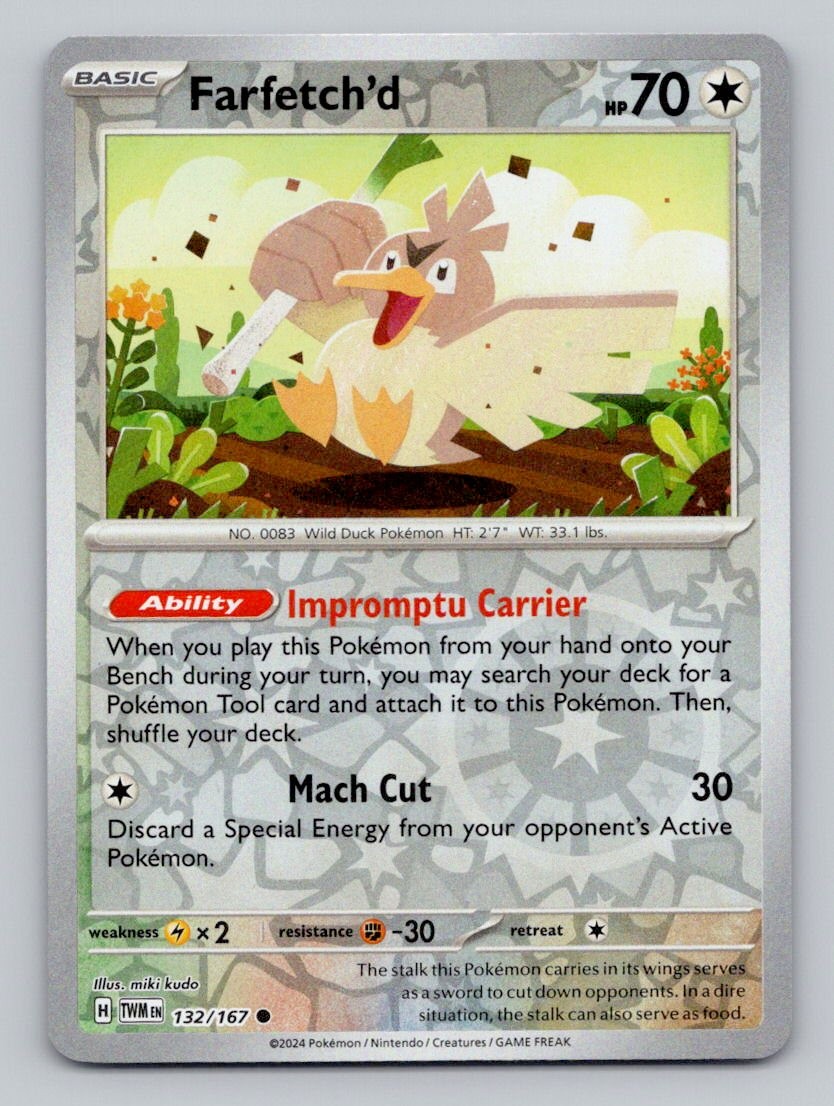 Reverse Holo Farfetch'd 132/167 Common Twilight Masquerade Pokemon
