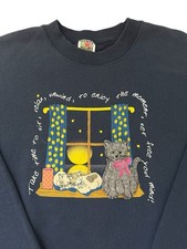 Vintage Cat Sweatshirt Men s XL Navy Blue 90 s Crewneck Kittens USA