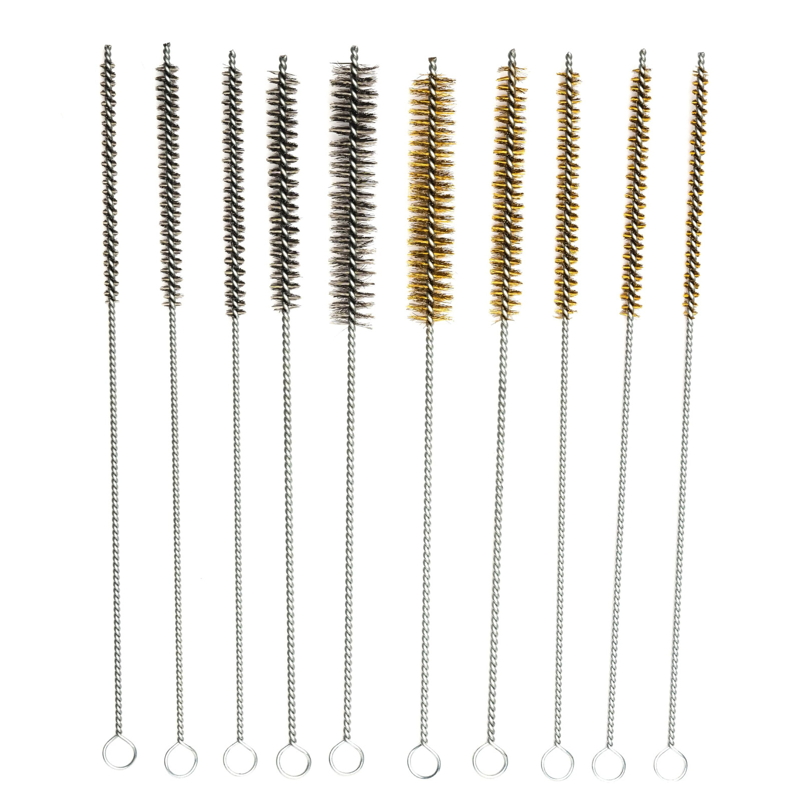 10-Piece Tube Cleaning Brush Kit | Brass Wire Bore Brushes & Stainless Steel ...