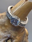 Vintage Sterling filigree Silver Cz ring,Cocktail Bling  size 9, .925 4.8g