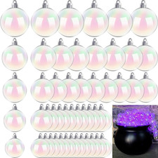 50 PCS Christmas Iridescent Ornaments,Clear Plastic Bubbles Hanging Filled Ornam