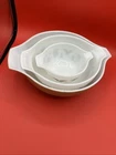 Vintage 3pc Pyrex Mixing Bowls #441 443 444 Early American Cinderella WhiteBrown