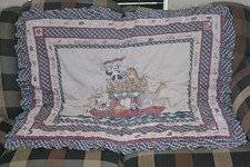 Vintage Lambs  Ivy Baby Blanket Ruffles Noah's Ark Quilt Biblical USA 1994