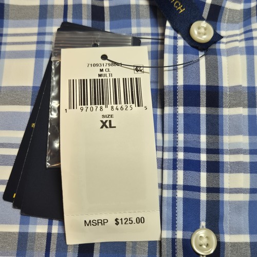 Polo Ralph Lauren Camicia Uomo Taglia XL Manica Corta Plaid Blu Performance (60) - Foto 10 di 13