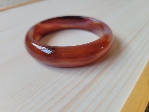 Natural Agate Bangle inner Diameter 56mm Red Orange - Picture 7 of 11