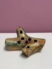 Vintage WELLER 7 Hole Floral Frog Wood Log Shaped Pottery